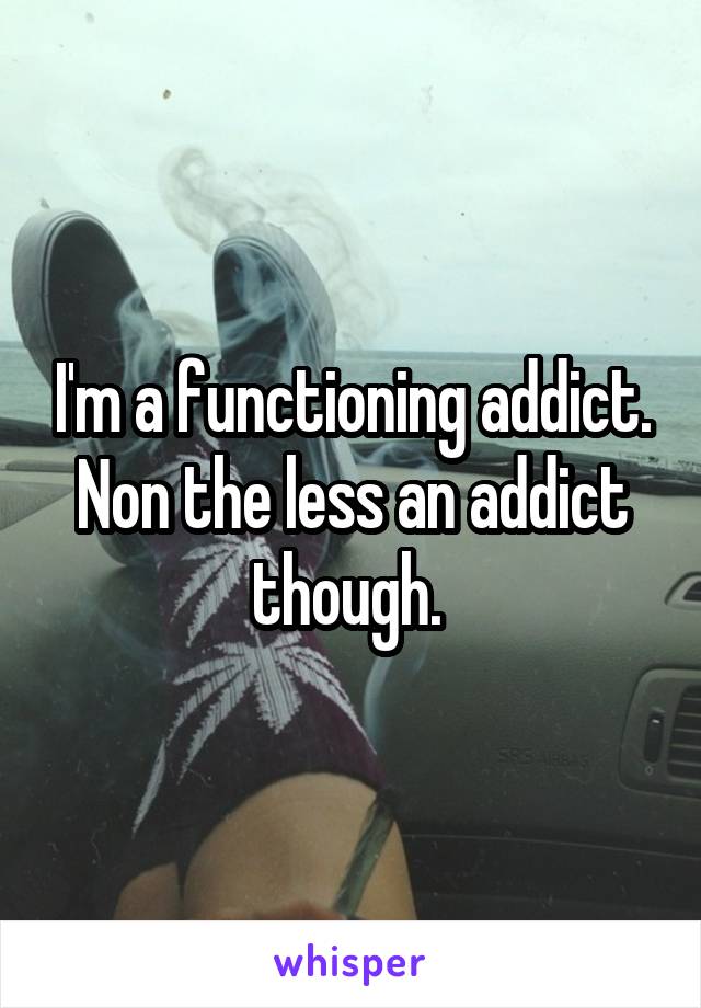 I'm a functioning addict. Non the less an addict though. 