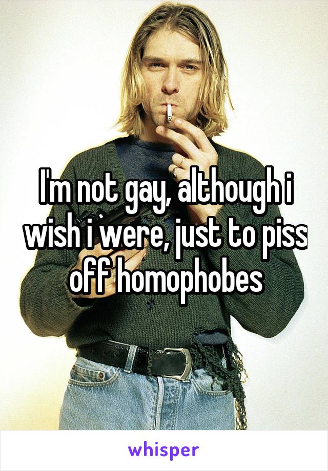 I'm not gay, although i wish i were, just to piss off homophobes