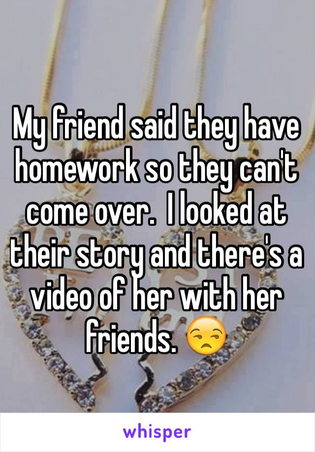 My friend said they have homework so they can't come over.  I looked at their story and there's a video of her with her friends. 😒