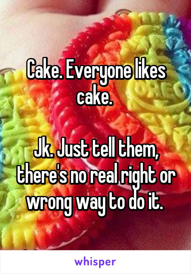 Cake. Everyone likes cake. 

Jk. Just tell them, there's no real right or wrong way to do it. 