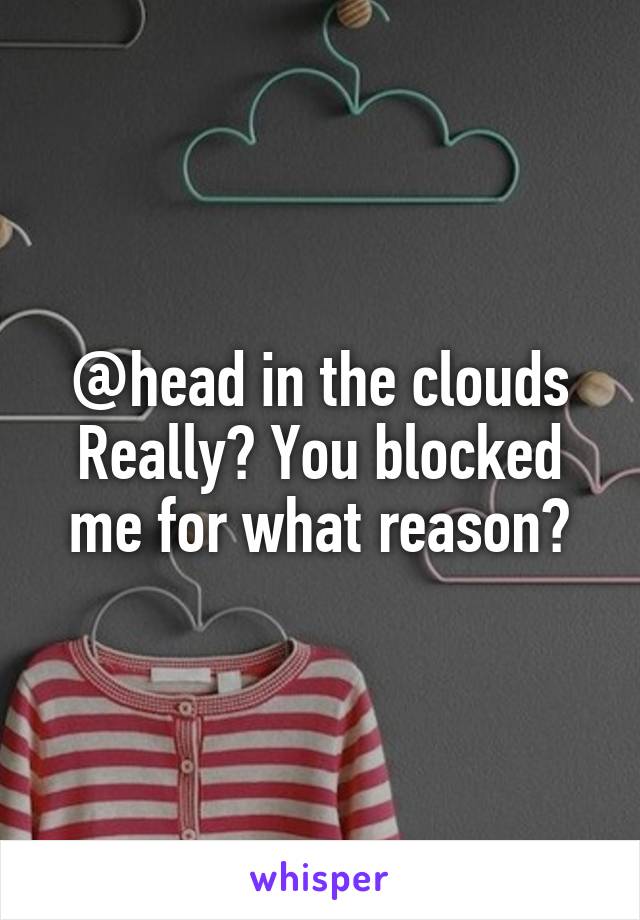 @head in the clouds
Really? You blocked me for what reason?