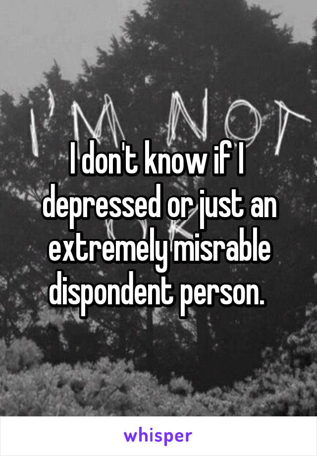 I don't know if I  depressed or just an extremely misrable dispondent person. 