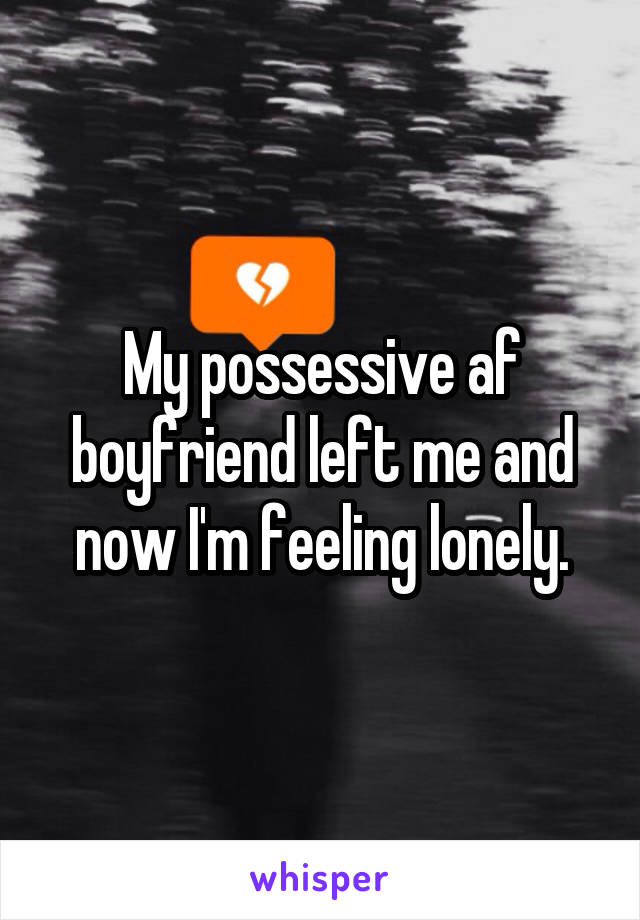 My possessive af boyfriend left me and now I'm feeling lonely.