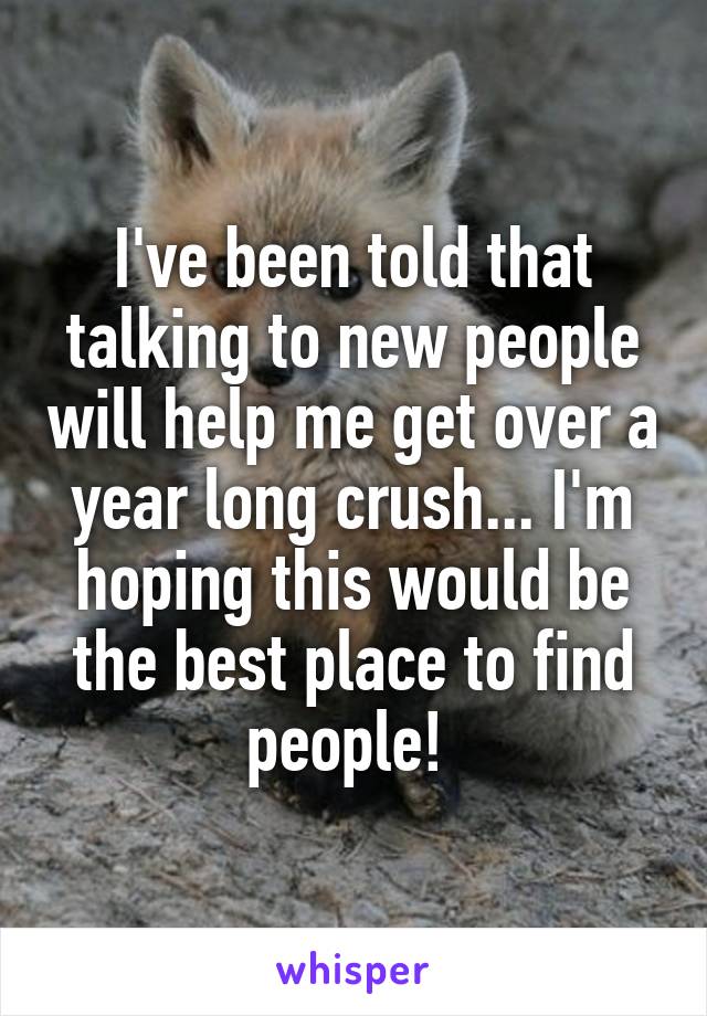 I've been told that talking to new people will help me get over a year long crush... I'm hoping this would be the best place to find people! 