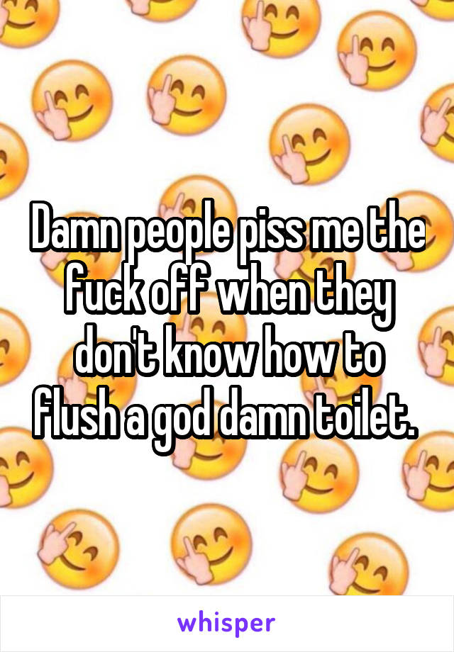 Damn people piss me the fuck off when they don't know how to flush a god damn toilet. 