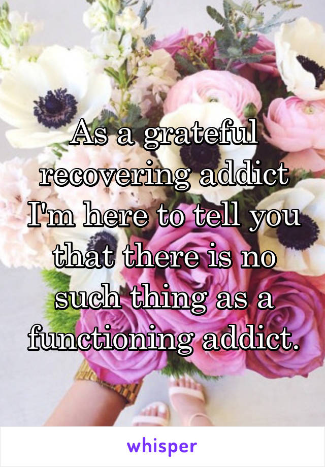 As a grateful recovering addict I'm here to tell you that there is no such thing as a functioning addict.