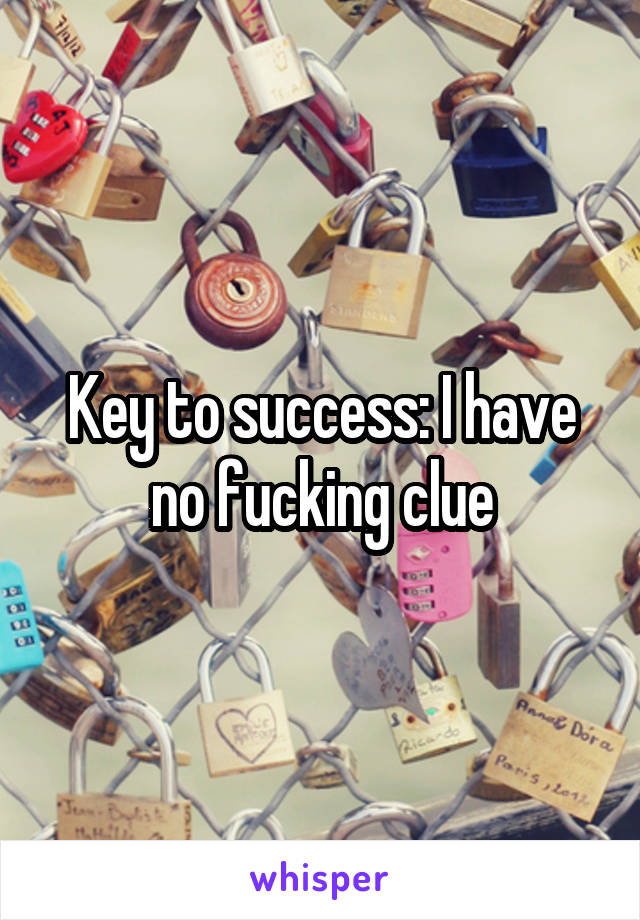 Key to success: I have no fucking clue