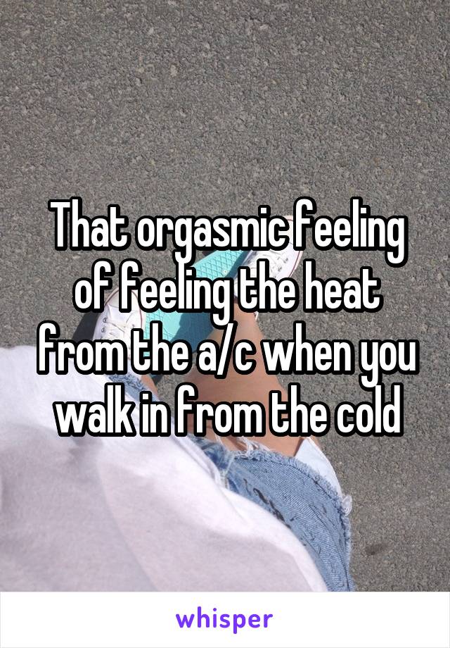 That orgasmic feeling of feeling the heat from the a/c when you walk in from the cold