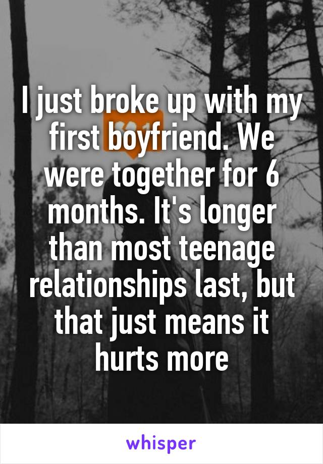 I just broke up with my first boyfriend. We were together for 6 months. It's longer than most teenage relationships last, but that just means it hurts more