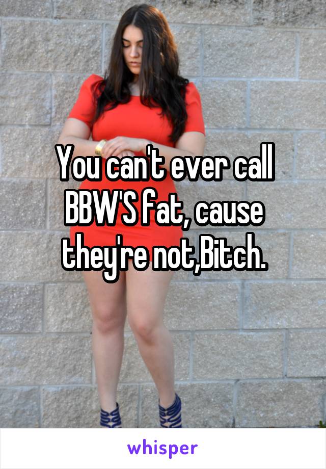 You can't ever call BBW'S fat, cause they're not,Bitch.
