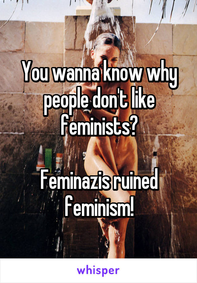 You wanna know why people don't like feminists?

Feminazis ruined feminism!