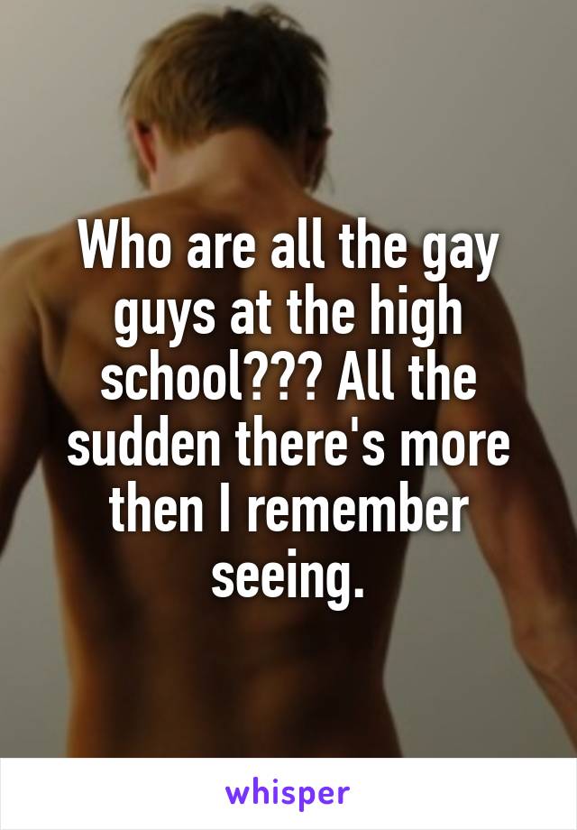 Who are all the gay guys at the high school??? All the sudden there's more then I remember seeing.