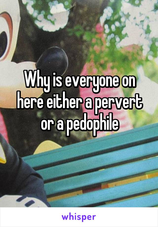 Why is everyone on here either a pervert or a pedophile
