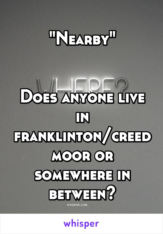 "Nearby"


Does anyone live in franklinton/creedmoor or somewhere in between?