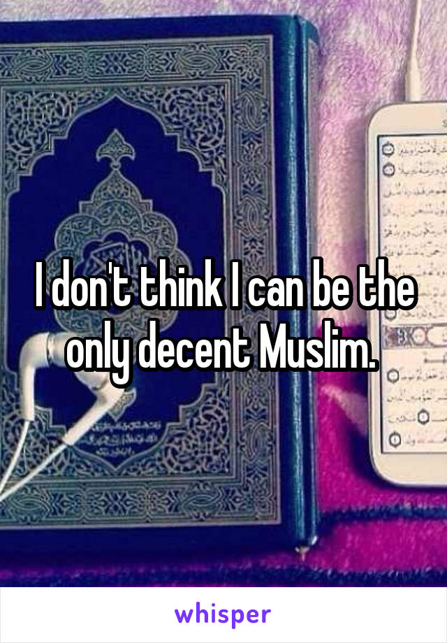 I don't think I can be the only decent Muslim. 