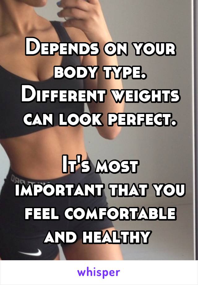 Depends on your body type. Different weights can look perfect.

It's most important that you feel comfortable and healthy 