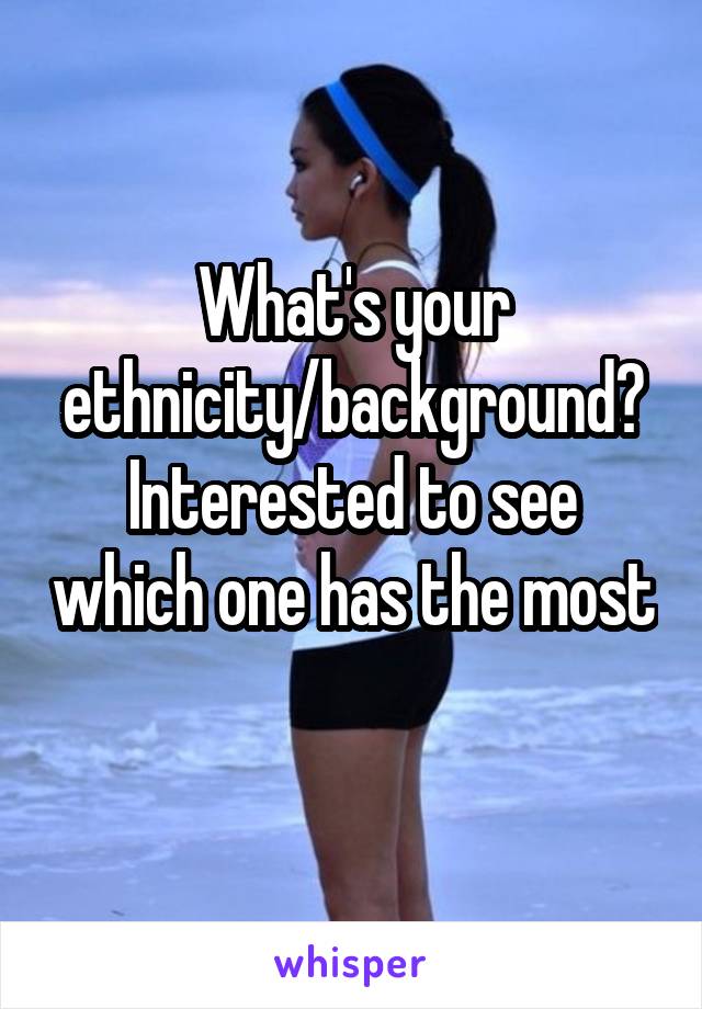 What's your ethnicity/background? Interested to see which one has the most 