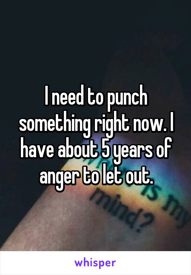 I need to punch something right now. I have about 5 years of anger to let out.