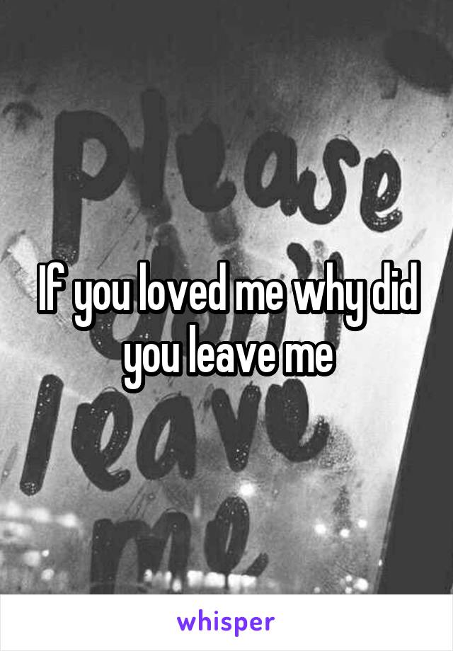 If you loved me why did you leave me