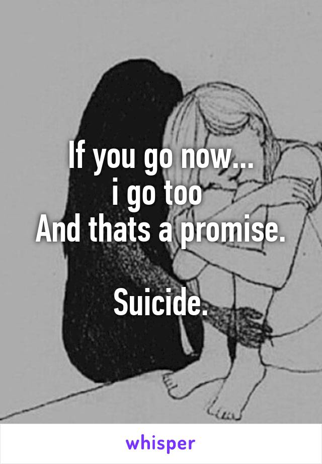 If you go now...
i go too 
And thats a promise.

Suicide.