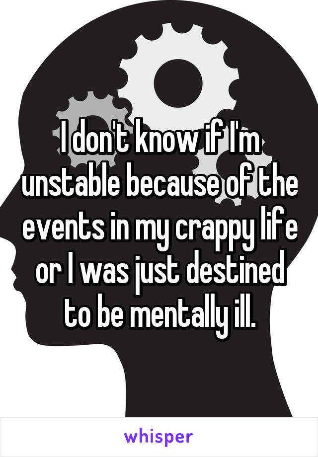 I don't know if I'm unstable because of the events in my crappy life or I was just destined to be mentally ill.