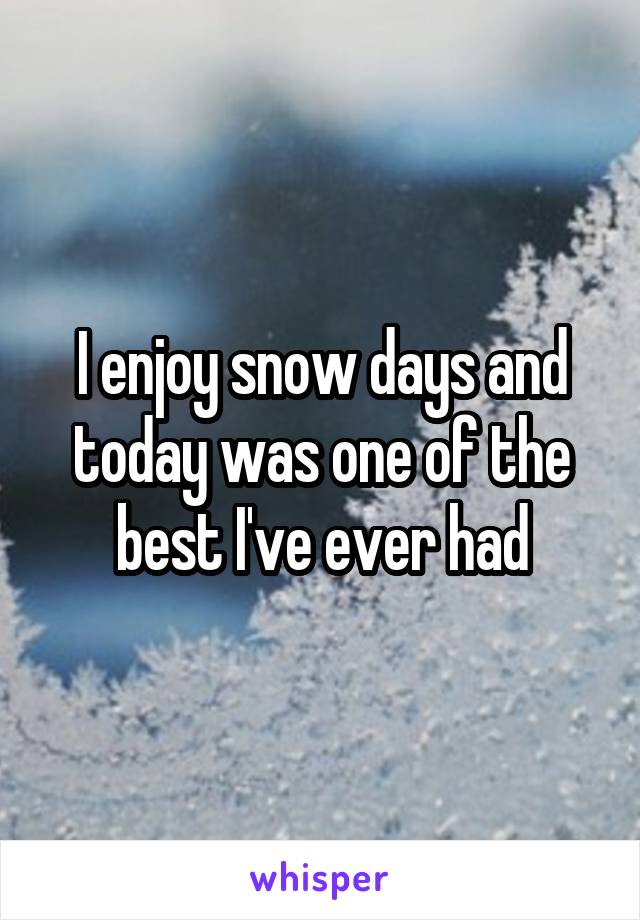 I enjoy snow days and today was one of the best I've ever had