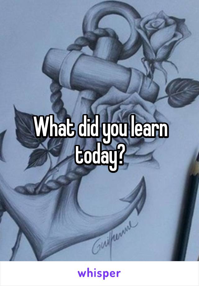 What did you learn today?