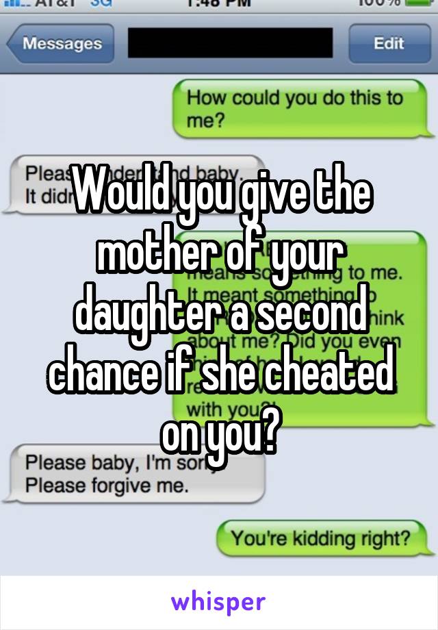 Would you give the mother of your daughter a second chance if she cheated on you?