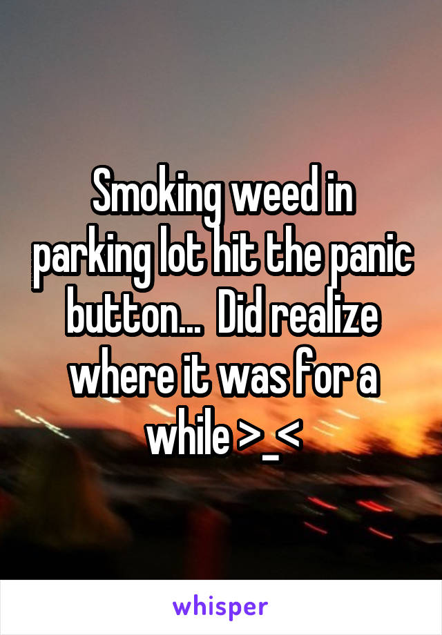 Smoking weed in parking lot hit the panic button...  Did realize where it was for a while >_<