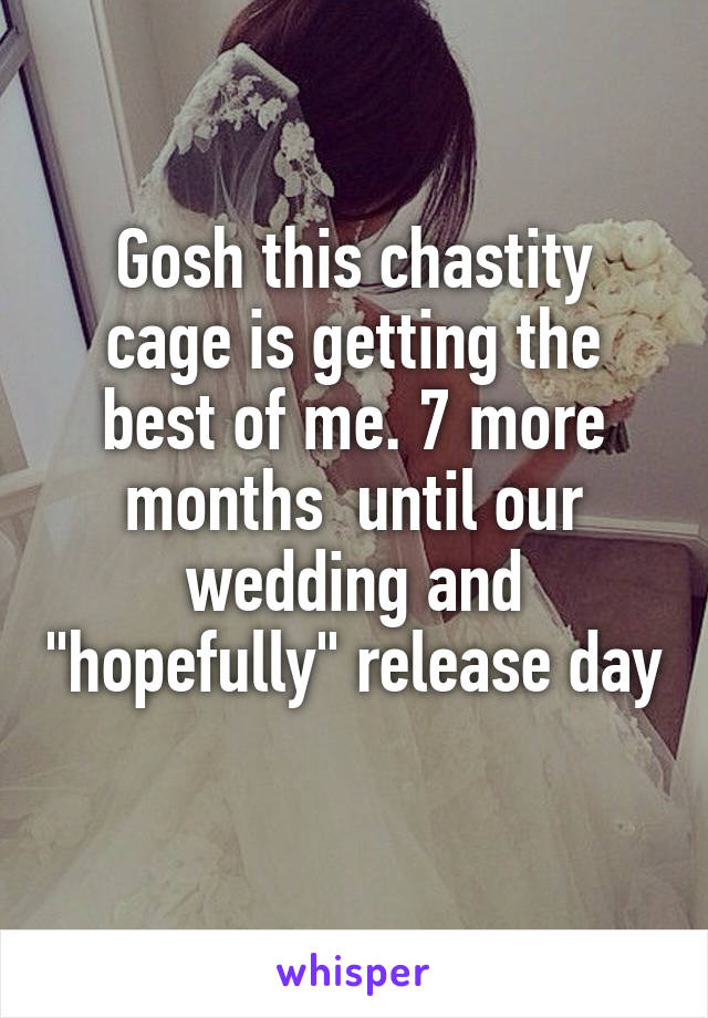 Gosh this chastity cage is getting the best of me. 7 more months  until our wedding and "hopefully" release day 