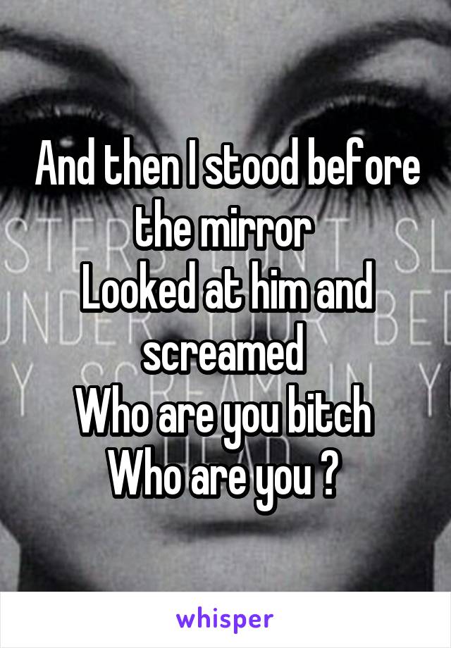 And then I stood before the mirror 
Looked at him and screamed 
Who are you bitch 
Who are you ? 