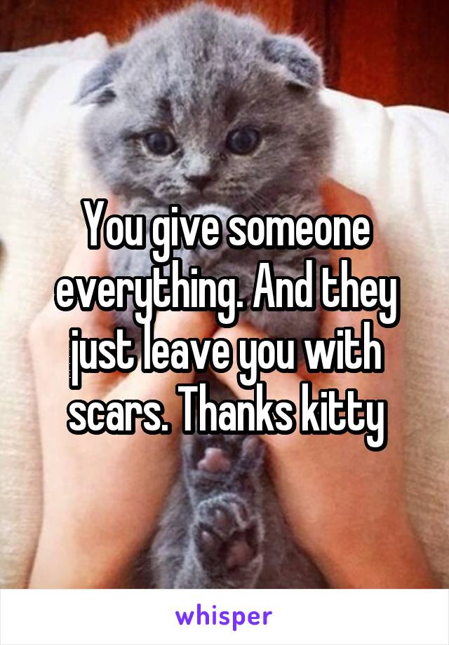 You give someone everything. And they just leave you with scars. Thanks kitty