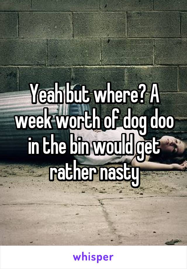 Yeah but where? A week worth of dog doo in the bin would get rather nasty