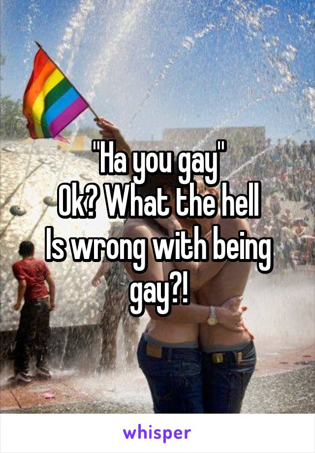 "Ha you gay"
Ok? What the hell
Is wrong with being gay?!