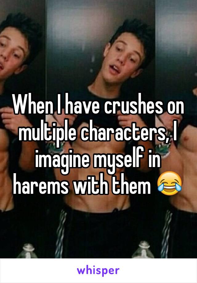 When I have crushes on multiple characters, I imagine myself in harems with them 😂