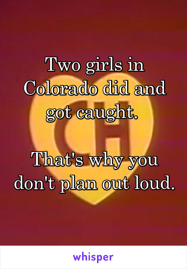 Two girls in Colorado did and got caught. 

That's why you don't plan out loud. 
