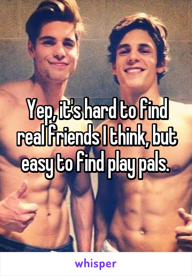 Yep, it's hard to find real friends I think, but easy to find play pals. 