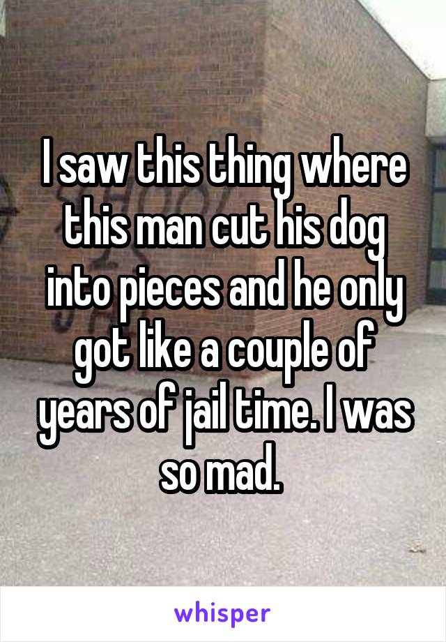 I saw this thing where this man cut his dog into pieces and he only got like a couple of years of jail time. I was so mad. 