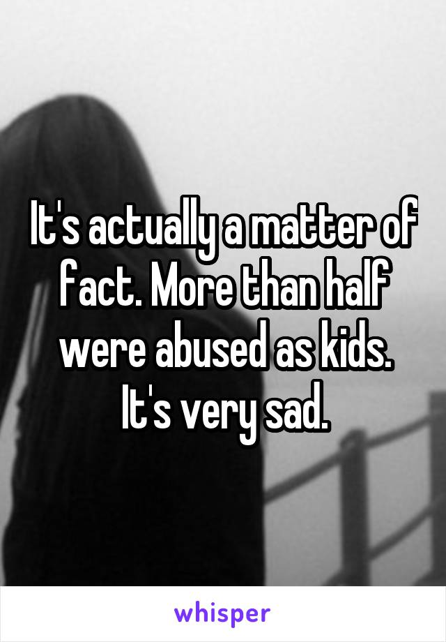 It's actually a matter of fact. More than half were abused as kids. It's very sad.