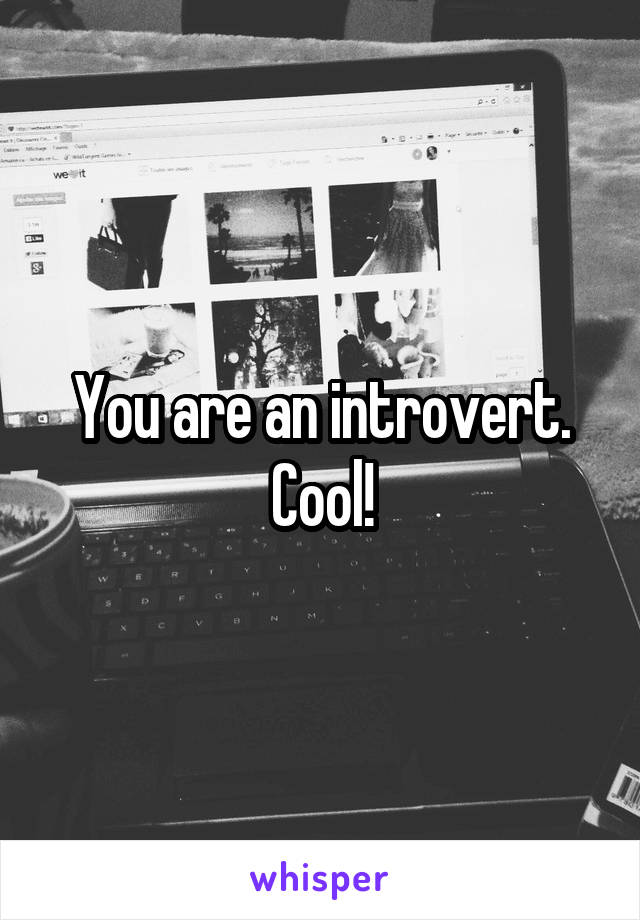 You are an introvert. Cool!