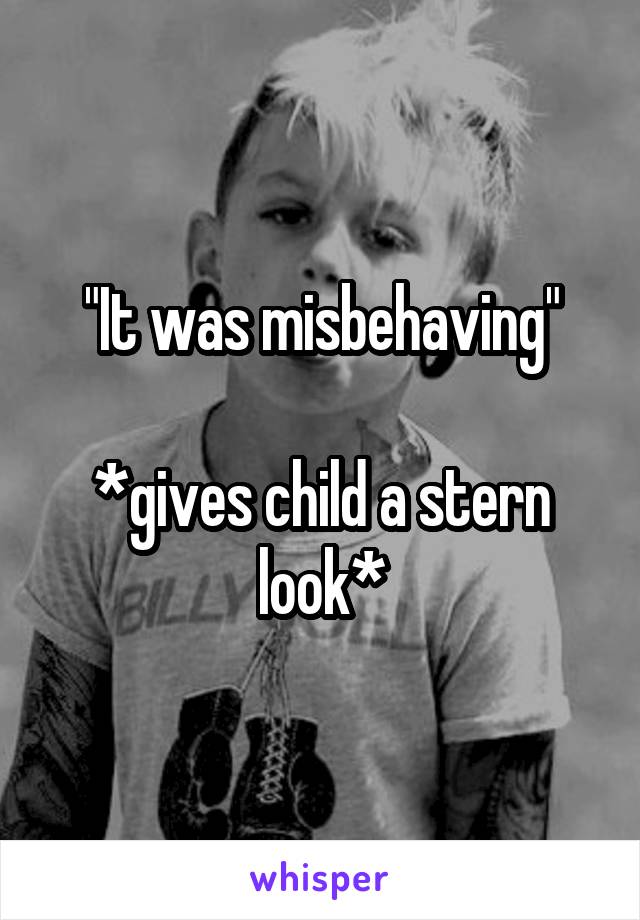 "It was misbehaving"

*gives child a stern look*