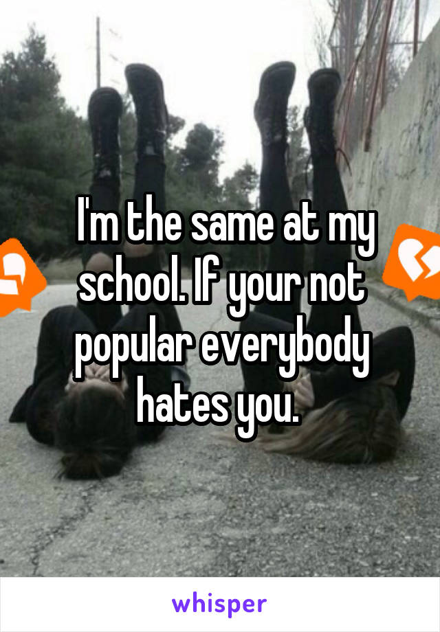  I'm the same at my school. If your not popular everybody hates you. 