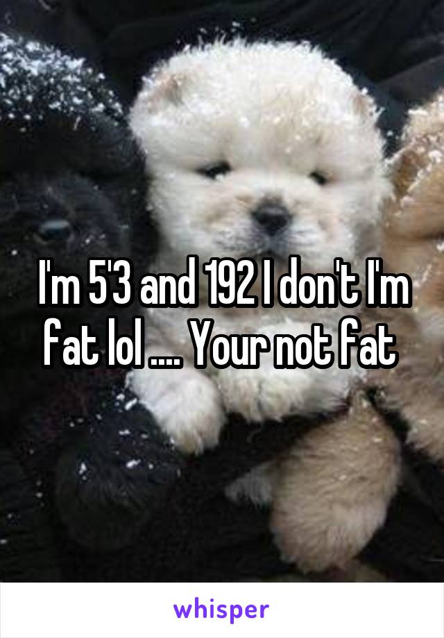 I'm 5'3 and 192 I don't I'm fat lol .... Your not fat 