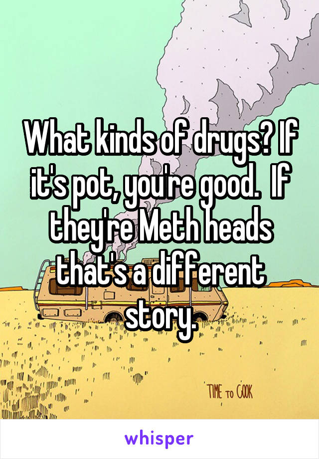What kinds of drugs? If it's pot, you're good.  If they're Meth heads that's a different story.