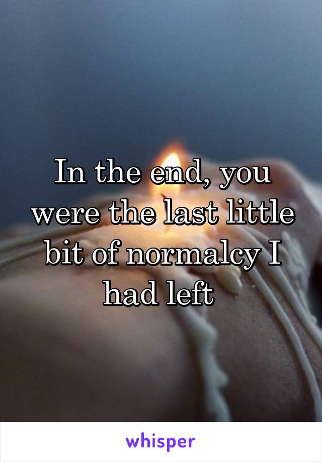 In the end, you were the last little bit of normalcy I had left 