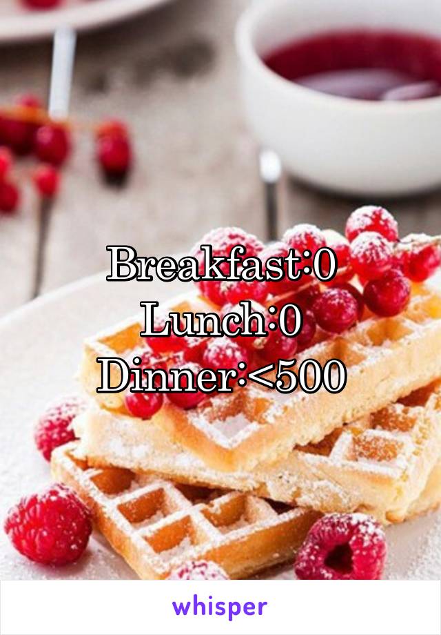 Breakfast:0
Lunch:0
Dinner:<500