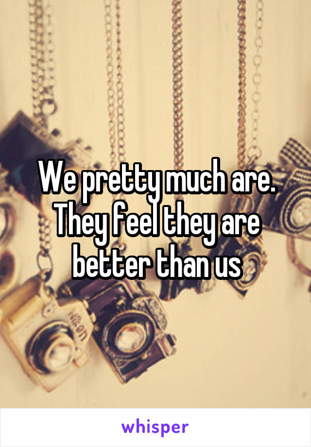 We pretty much are. They feel they are better than us