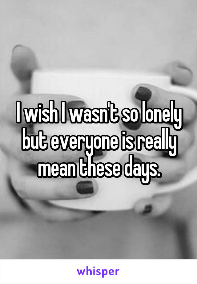 I wish I wasn't so lonely but everyone is really mean these days.