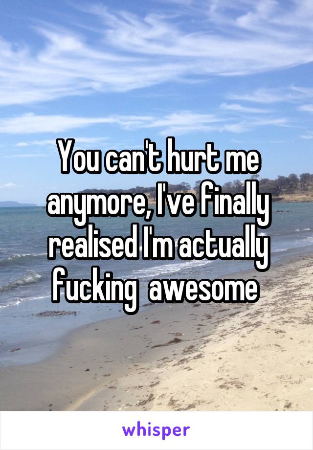 You can't hurt me anymore, I've finally realised I'm actually fucking  awesome 