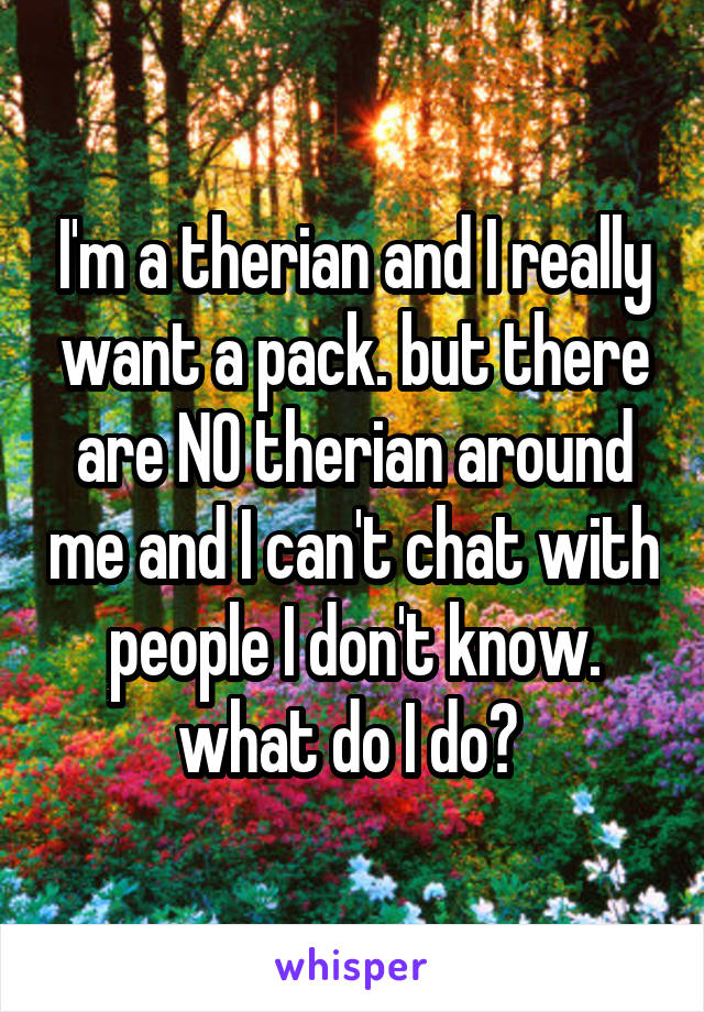 I'm a therian and I really want a pack. but there are NO therian around me and I can't chat with people I don't know. what do I do? 